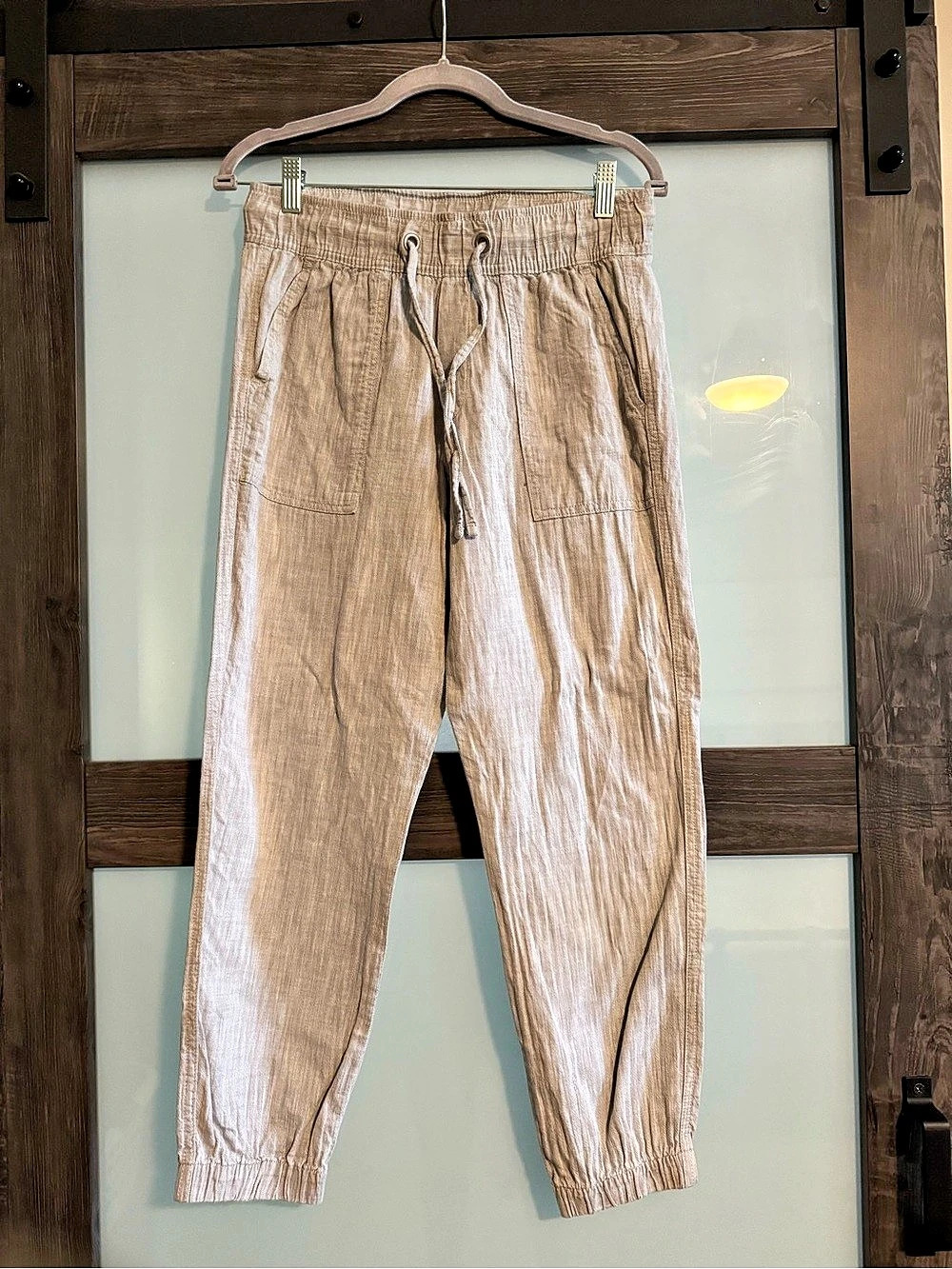 Gap Linen Jogger Pants in Light Gray Size Small Like New